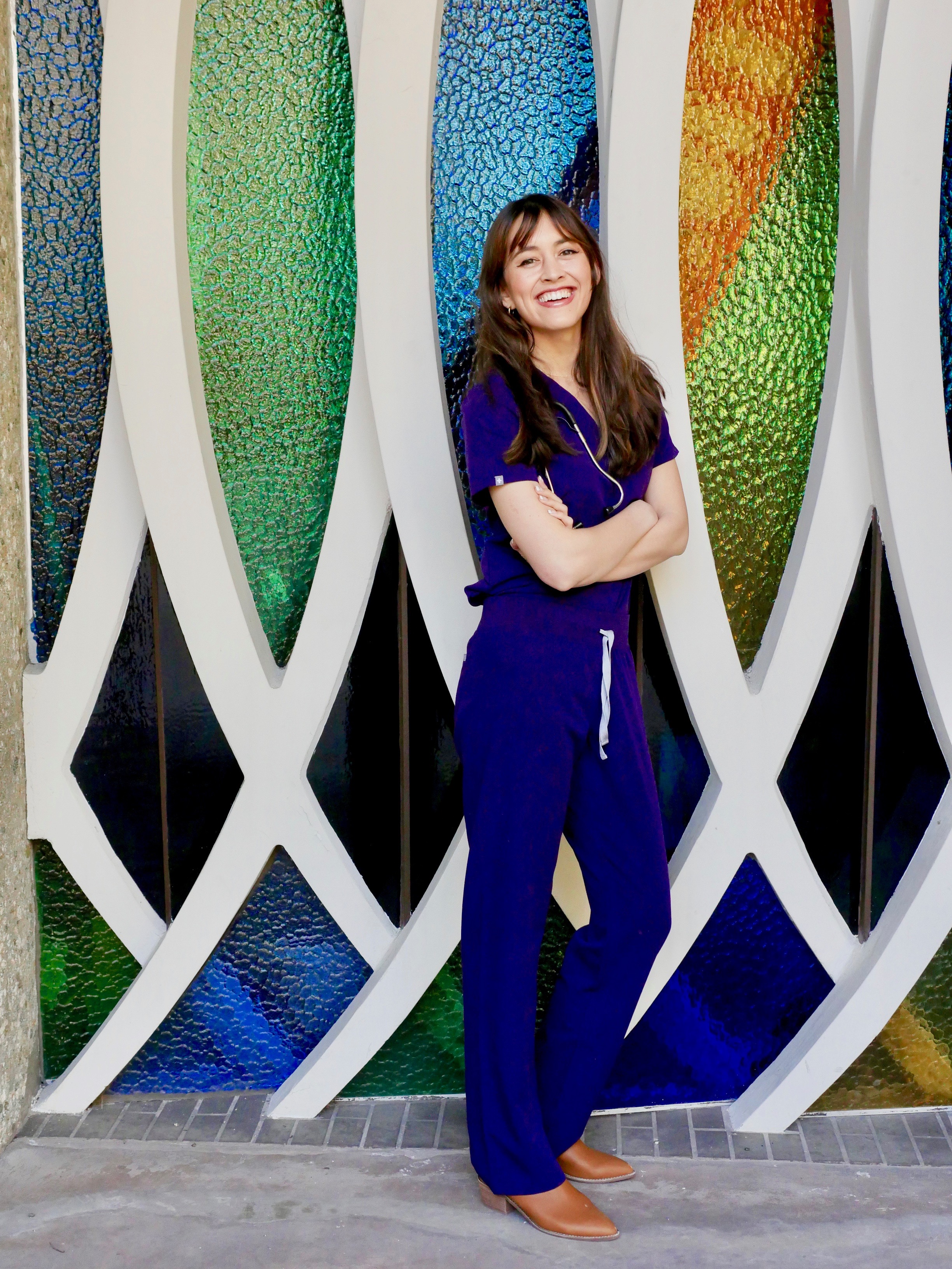 Jacy in Scrubs Smiling